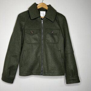 Avec Les Filles Coat Olive Green Wool Look Sz S
